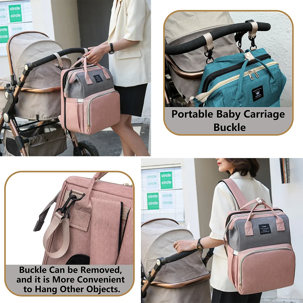 Folding Mommy Bag Lightweight Portable Folding Crib Bed Large-capacity Baby Backpack Female Mommy Outting Bag Mummy Bag