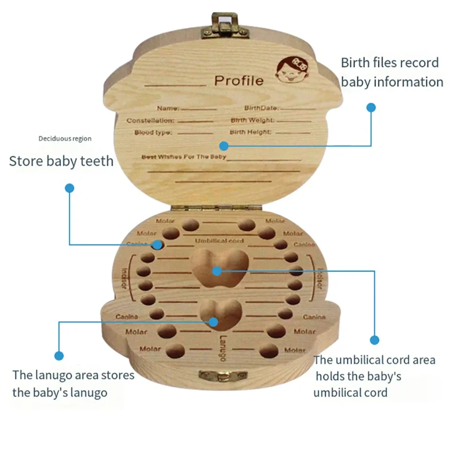 Wooden baby tooth box Fetal hair baby tooth storage box Baby souvenir collection fetal hair tooth box teeth box tooth fairy box