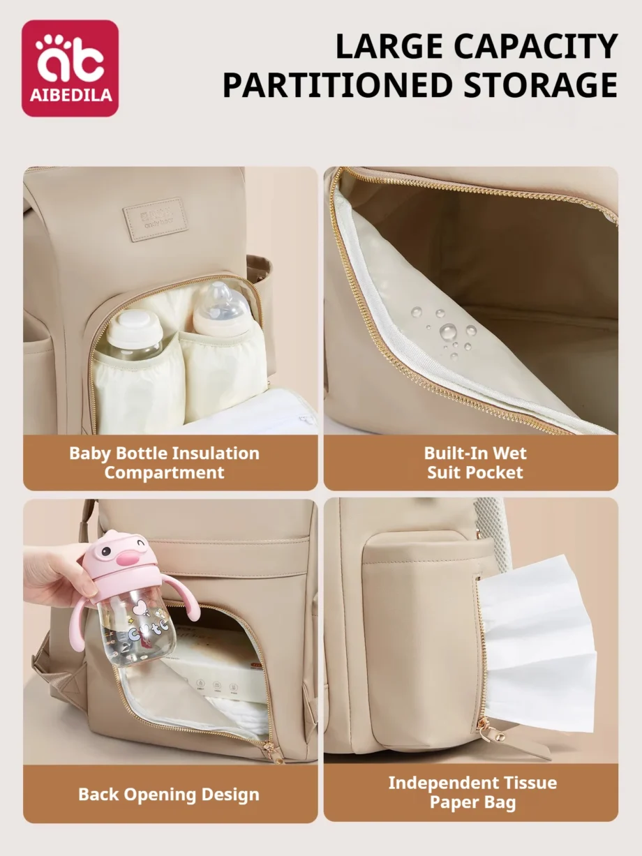 AIBEDILA Diaper Bag Backpack Women's Bag Backpack Baby Diaper Bag Maternity Backpack Kit Large Capacity Partition Shoulder Bag