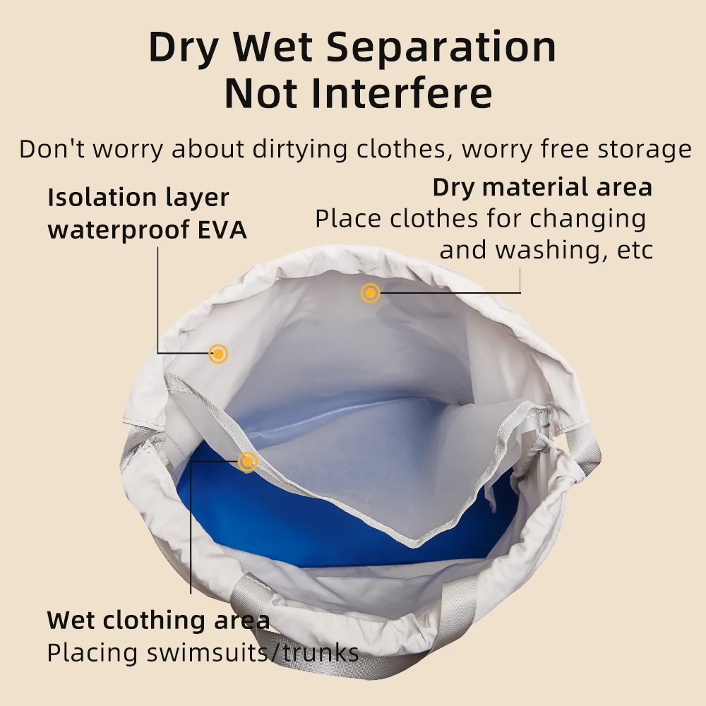 Sunveno Kids Swim Backpack Wet and Dry Separation Drawstring Swim Bag Girls Waterproof Beach Bag Swimming Storage Bag