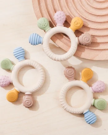 1pc Silicone Teether Baby 0 12 Months Teething Toys Teether Ring Silicone Baby Teether Toys for Toddler BPA Free Baby Toys Gifts