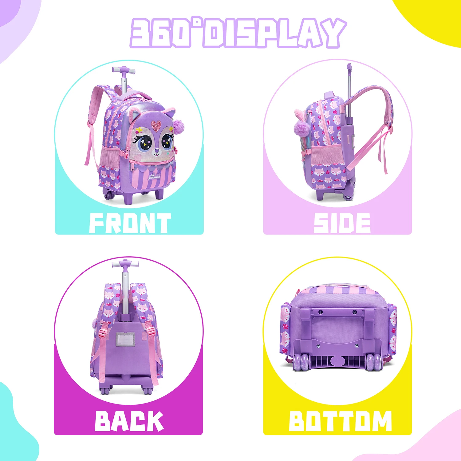 3PCS Kids Backpacks for Girls School Bag Cute Girls Backpacks Ages 8-10 with Lunch Box Pencil Case Bookbag Set