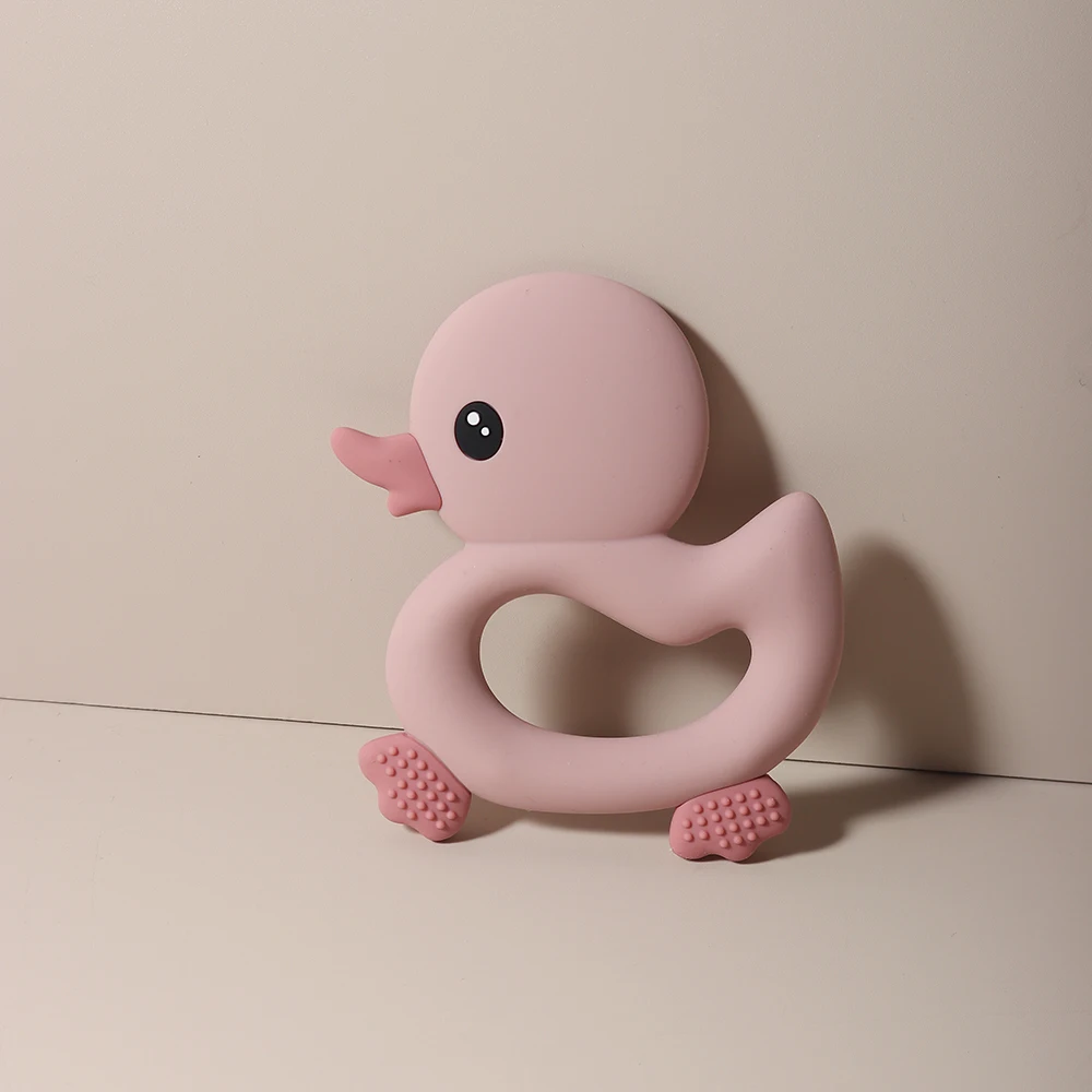 2025 Baby duck shape Teether cartoon swimming duck Silicone Teether Baby Toy Teething Accessories