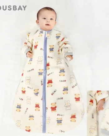 Baby Sleeping Bag Removable Sleeves Thin Breathable Gauze Cotton 3-Ways Zipper Design For Children'S Sleeping Bags 0-24 Months