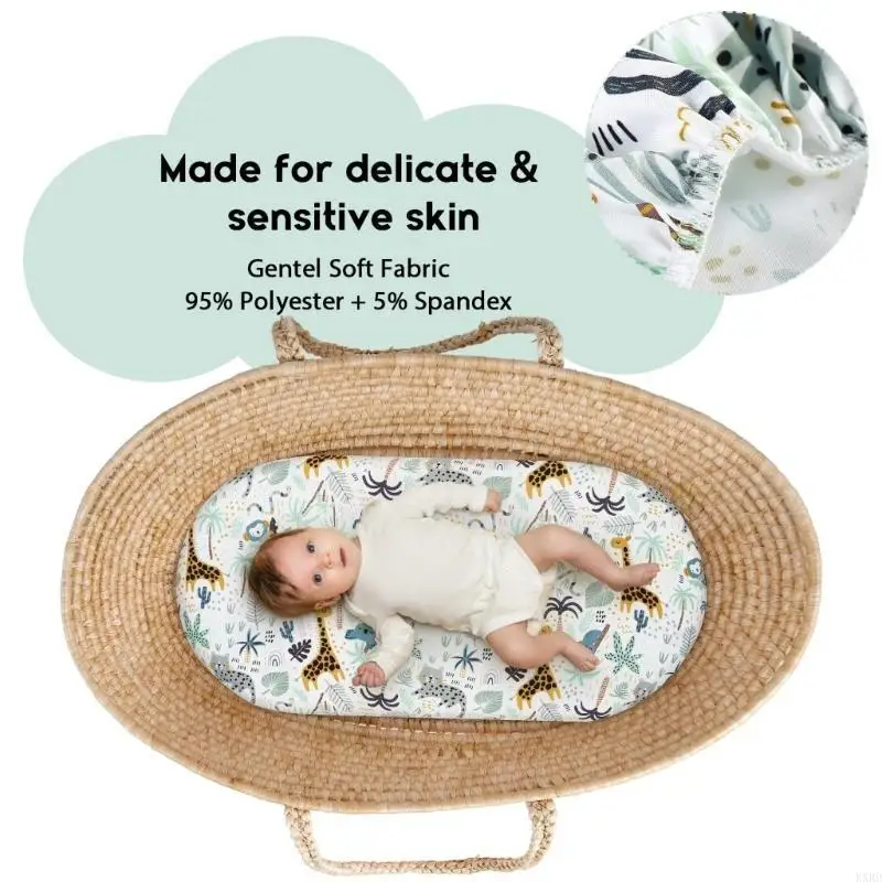 Baby Bassinet Fitted Sheet Soft Breathable Crib Bedding for Infant Cotton Sleeve