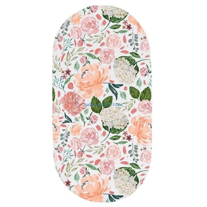 Y4UD Baby Fitted Bassinet Sheet Newborn Changing Pad Cover Soft Breathable Crib Fitted Floral Sheets Cradle Mattress Cover
