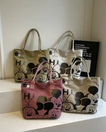 Miniso Mickey's fashionable and casual large capacity one-shoulder tote bag, everyday versatile shoulder bag when shopping.