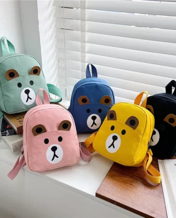 Cartoon Kindergarten Mini Canvas School Bag New Bear Backpacks For Boys And Girls Anime Kawaii Children's Backpacks