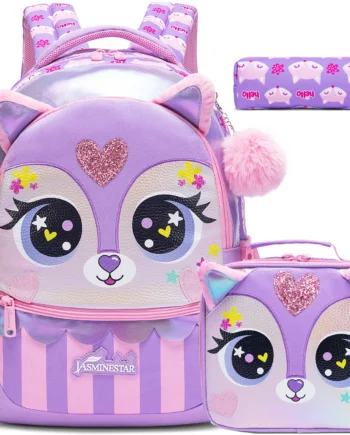 3PCS Kids Backpacks for Girls School Bag Cute Girls Backpacks Ages 8-10 with Lunch Box Pencil Case Bookbag Set