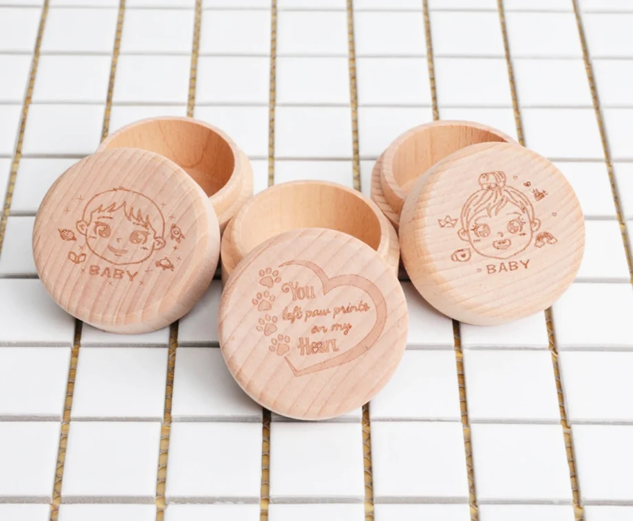 Personalized Baby Tooth Keepsake Box Wooden Tooth Fairy Box First Teeth Fairy Holder Storage for Boys and Girls Christening Gift