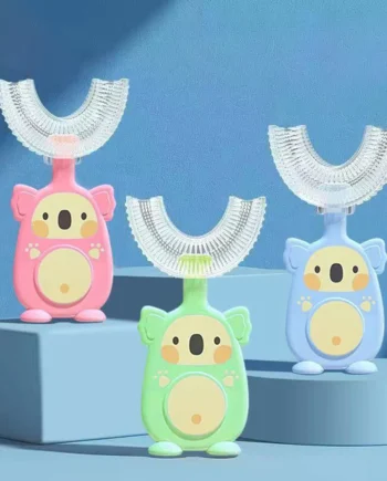 Children's U-shaped silicone toothbrush Manual toothbrush for baby's oral cleaning Cute bear pattern Candy-coloured toothbrush