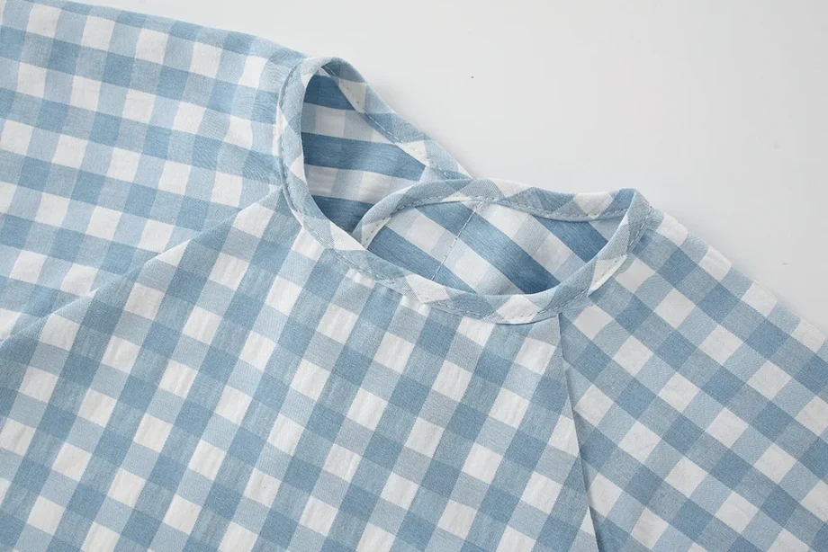 Summer baby Food Overalls Waterproof clothes bibs for boys girls Children's clothing No-Wash Apron cotton plaid sleeveless bibs