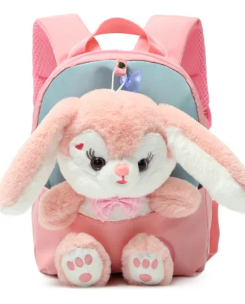 Plush 3D Rabbit Backpack for Boys Girls Kids Children SchoolBag Cute Bow Tie Cartoon School Bags Kindergarten Preschool Baby Bag