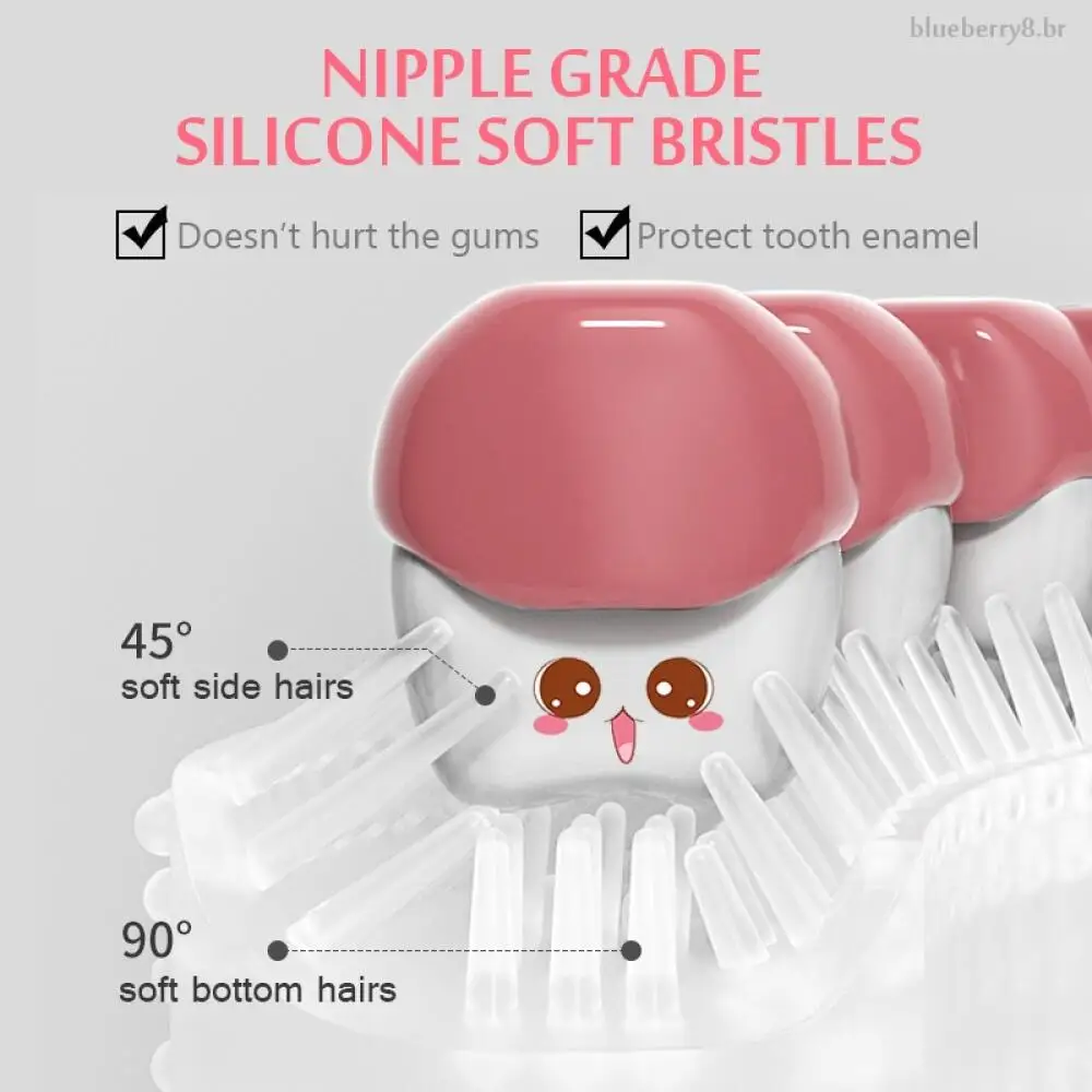 Children's U-shaped silicone toothbrush Manual toothbrush for baby's oral cleaning Cute bear pattern Candy-coloured toothbrush