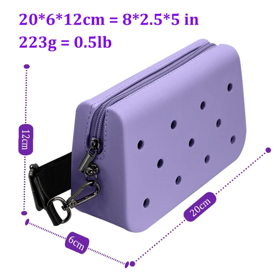 Silicone Mini Tote Bag Women's Waterproofing Crossbody Bag Perforated Handbag Fit Charms Girl's Fashion Evening Clutch Beach Bag