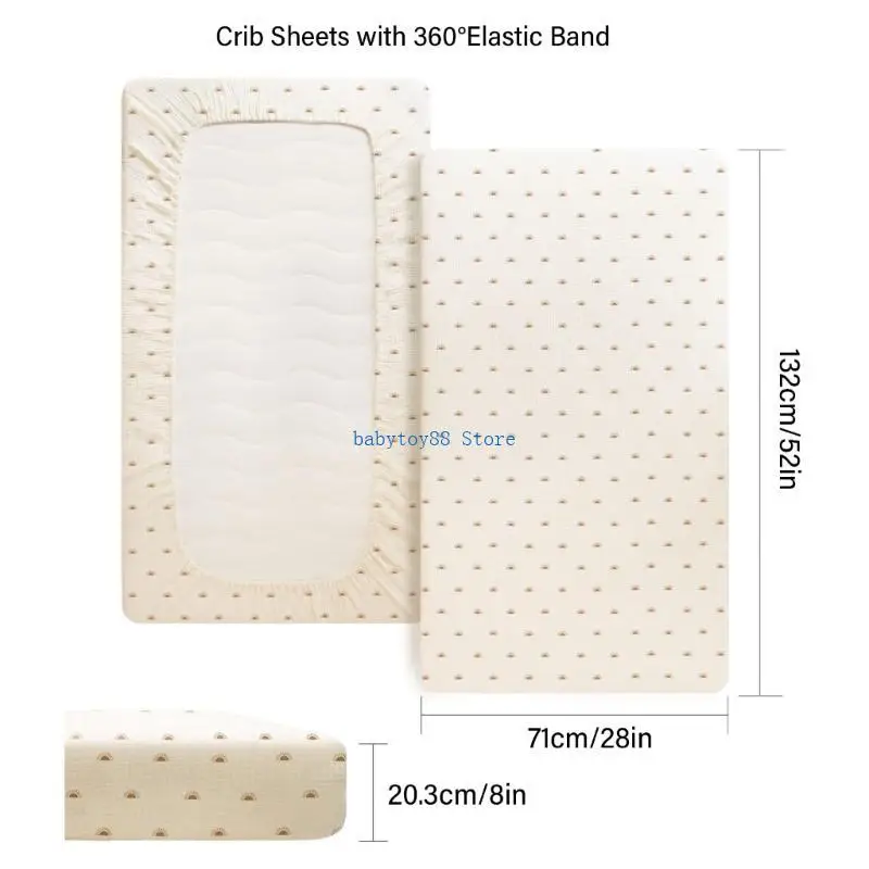 Y4UD Comfortable Baby Fitted Sheet for Bassinet, Soft & Breathable Cotton Crib Mattress Sleeve Protector with Gentle Touches