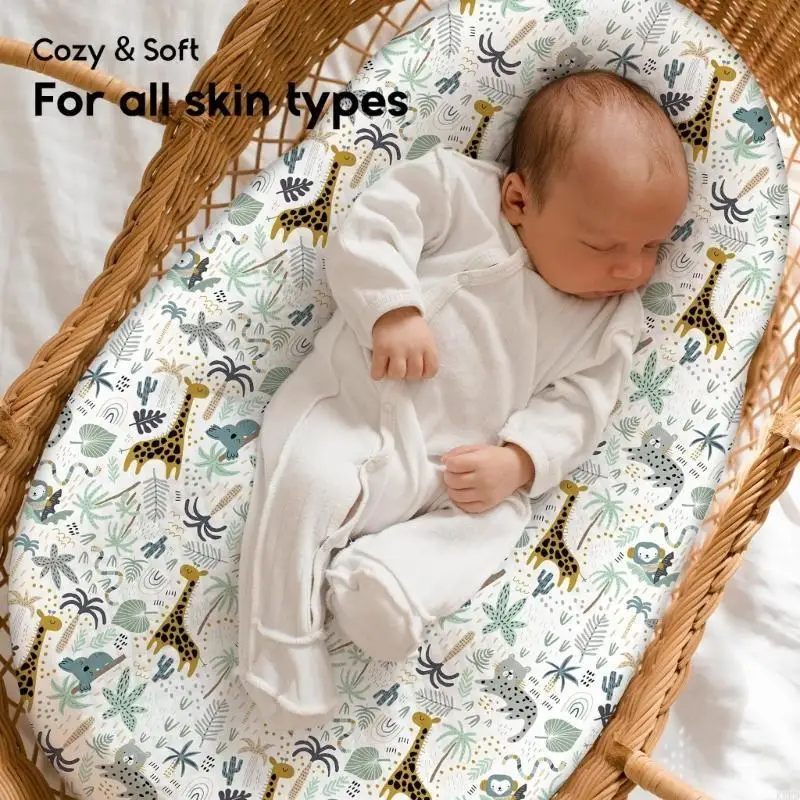 Baby Bassinet Fitted Sheet Soft Breathable Crib Bedding for Infant Cotton Sleeve