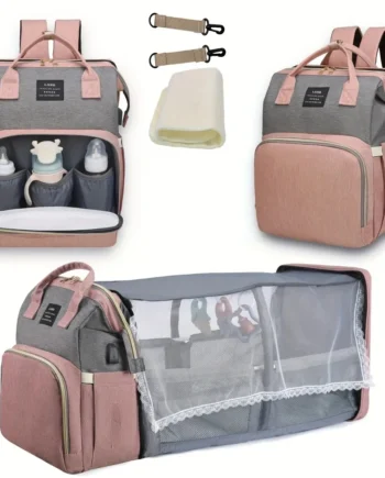 Folding Mommy Bag Lightweight Portable Folding Crib Bed Large-capacity Baby Backpack Female Mommy Outting Bag Mummy Bag