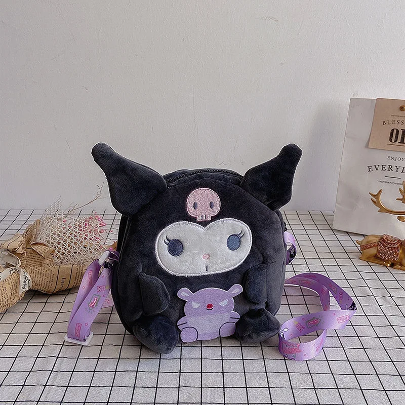 Sanrio Plush Bag Kawaii Cinnamoroll Handbag Tote Plushie Shoulder Messenger Bags Kuromi Hello Kitty Stuffed Makeup Backpack Gift