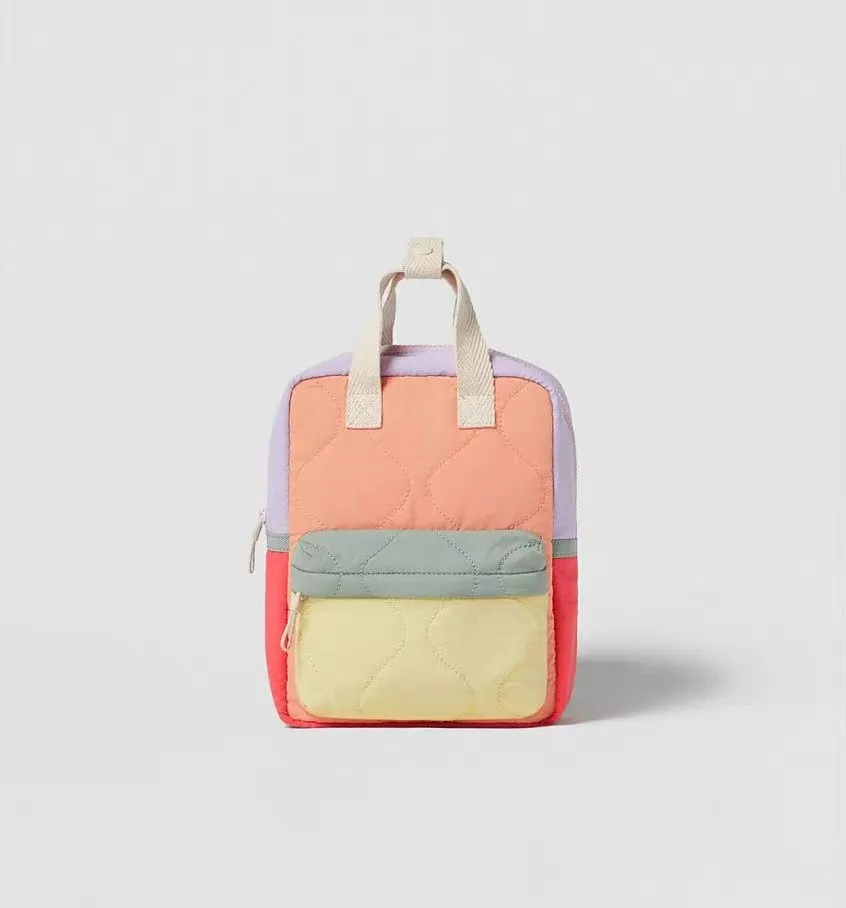 Fashion Color Match Children's Backpack Boutique Design Kids Toddler Kindergarten Schoolbag Double Shoulder Bag Boys Girls Pack