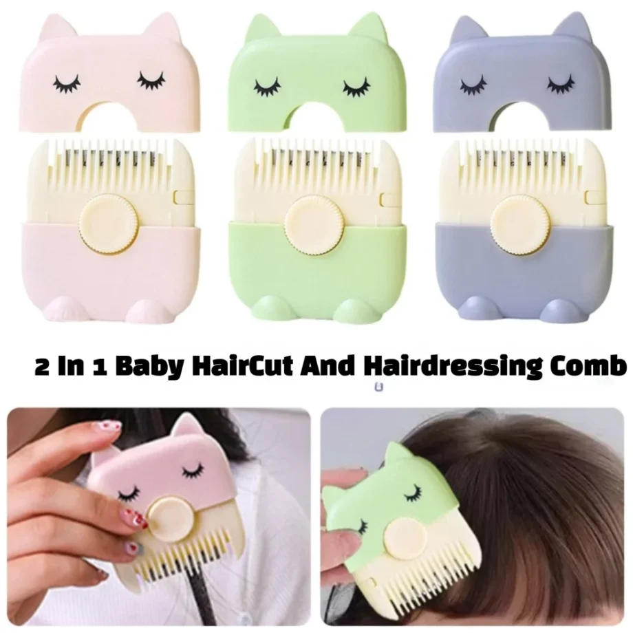 2 In 1 Baby HairCut And Hairdressing Comb Trim Bangs And Broken Hair Bangs Trimmer Manual Portable Children's Hair Clipper