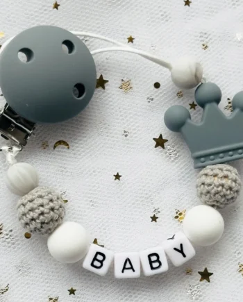 NEW Custom Personalized Name Pacifier Clip Handmade Beech Wooden Chain Silicone Crown Holder Soother Baby Teething Toy Chew Gift