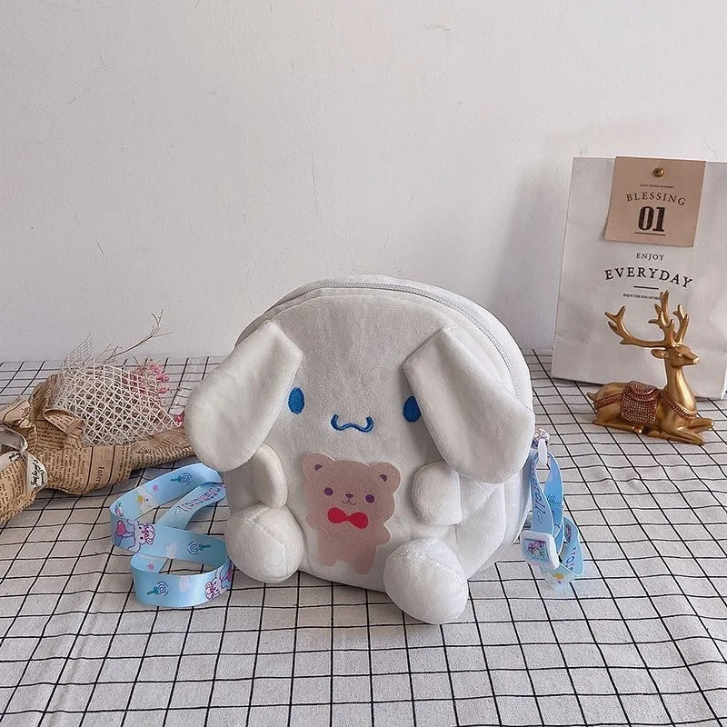 Sanrio Plush Bag Kawaii Cinnamoroll Handbag Tote Plushie Shoulder Messenger Bags Kuromi Hello Kitty Stuffed Makeup Backpack Gift