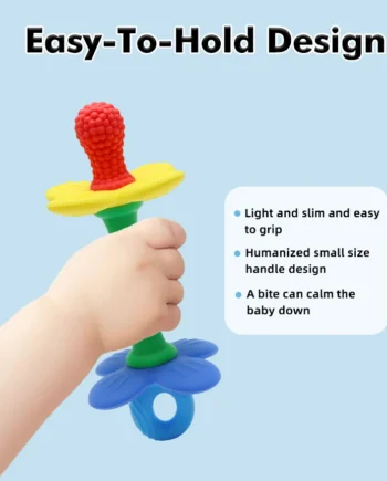 New 2 in 1 Baby Silicone Flower Teether - Safe & Soft Chewing Toy for Soothing Sore Gums, BPA-Free, Easy-to-Hold Teething toy