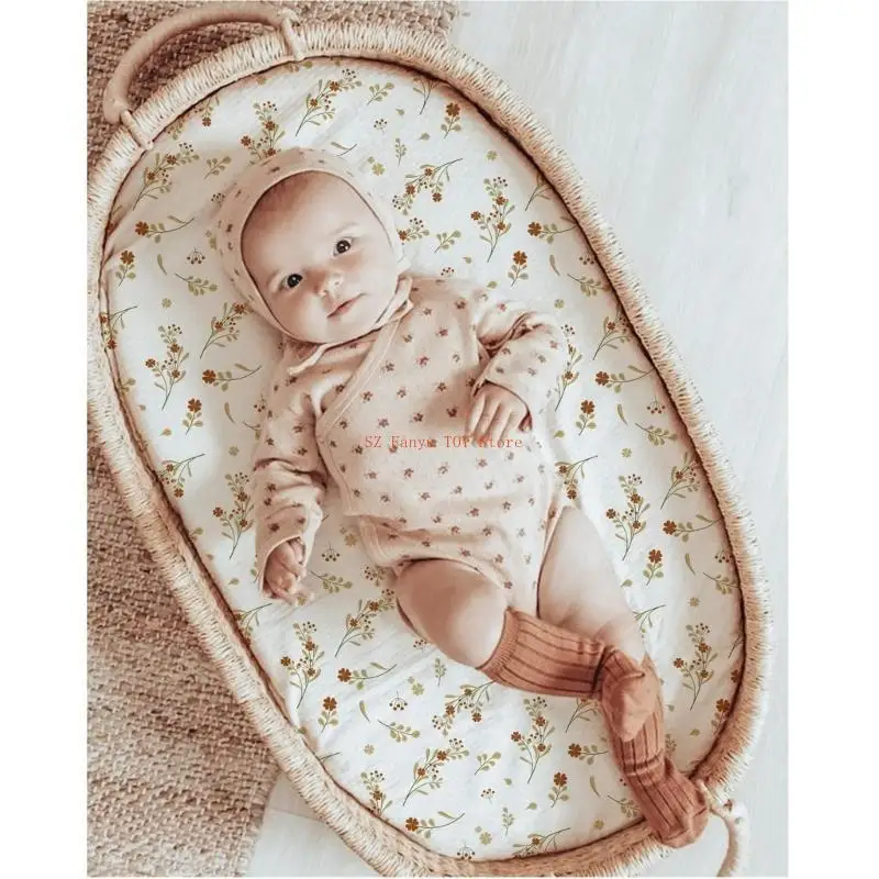 96GC Solid/Printed Breathable Crib Fitted Sheets Cradles Mattress Cover Baby Bed Case