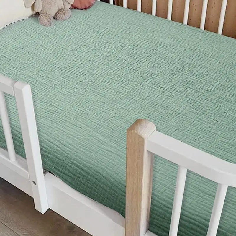 Toddlers Bed Fitted Sheet Solid Crib Protectors Removable Bed Sleeve