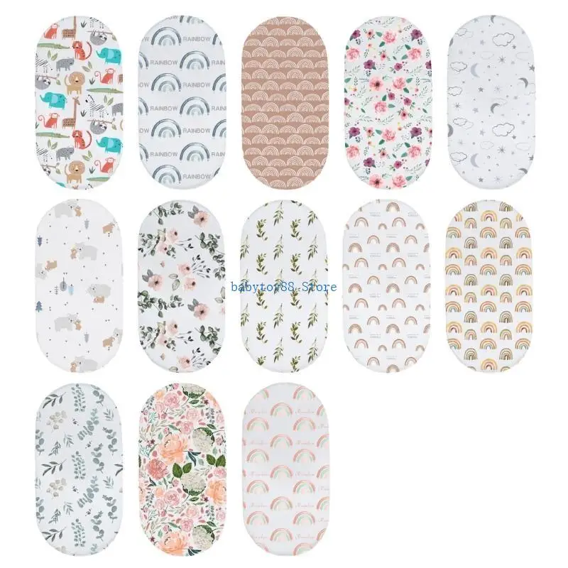 Y4UD Baby Fitted Bassinet Sheet Newborn Changing Pad Cover Soft Breathable Crib Fitted Floral Sheets Cradle Mattress Cover