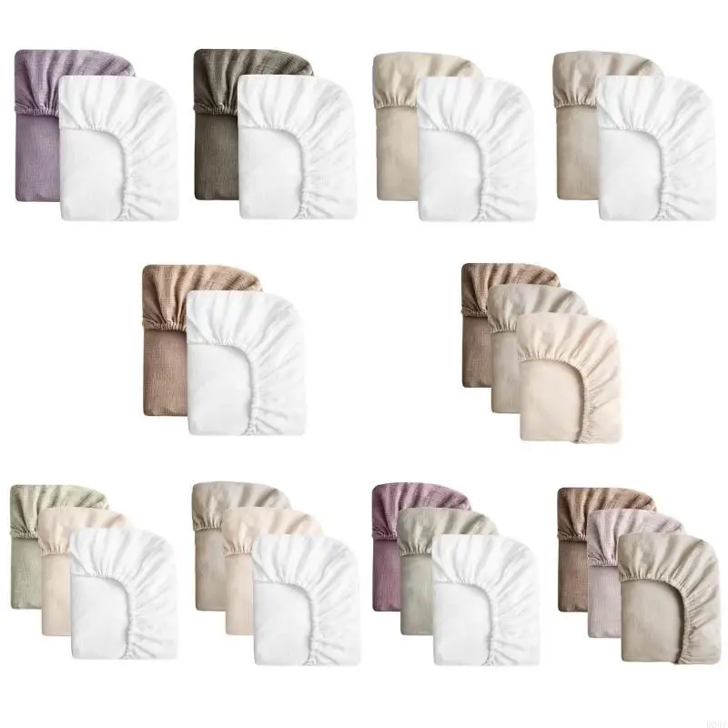 D0AF 2pcs/3pcs Cotton Crib Sheet for Baby Newborns Bed Fitted Sheet Soft and Breathable Fabric Bed Cover Easy Care