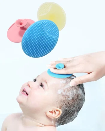 3 Pcs Baby silicone shampoo brush ellipse clean the head dirt soft and protect the scalp without damaging the hair
