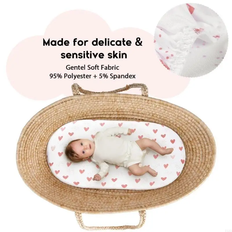 Baby Bassinet Fitted Sheet Soft Breathable Crib Bedding for Infant Cotton Sleeve