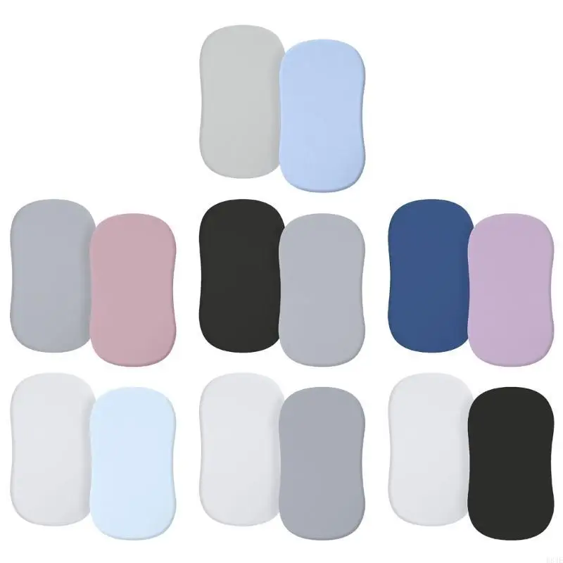2-Pieces Breathable Baby Bassinet Sheets Removable Fitted Bassinet Sheet Changing Mat Cover for Newborn Infant Crib