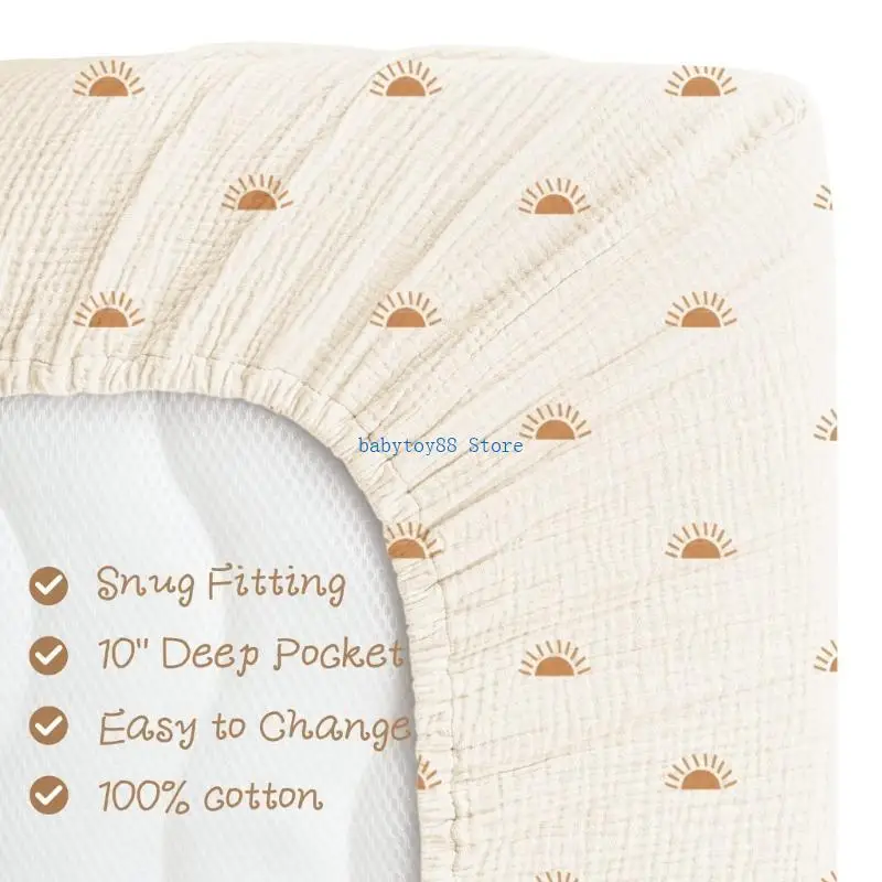 Y4UD Comfortable Baby Fitted Sheet for Bassinet, Soft & Breathable Cotton Crib Mattress Sleeve Protector with Gentle Touches