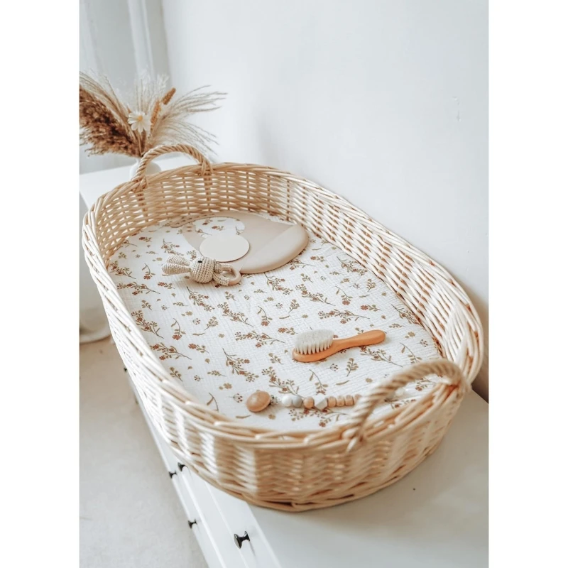 Fitted Bassinet Sheet Printed Fitted Sheet for Cradles Basket Pad Fitted Sheets