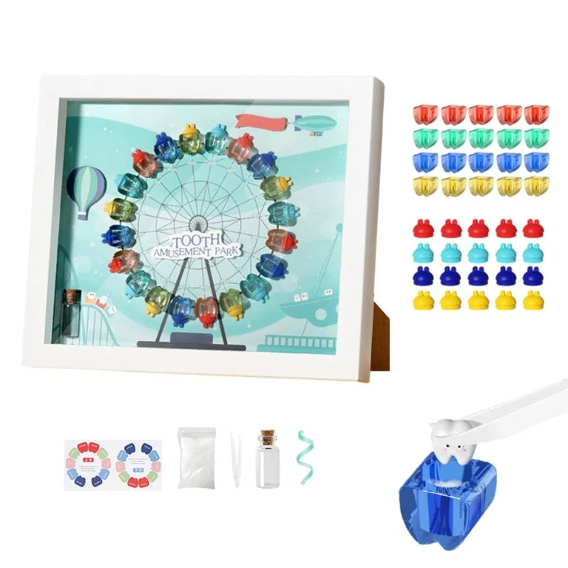 Cartoon Wooden Photo Frame Baby Tooth Box Organizer Kids Milk Teeth Storage Box Collect Case Souvenir Baby Accessorie