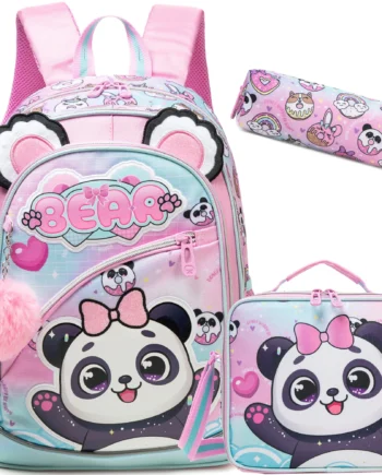 Backpack Set Girls Large Capacity Laptop Bookbag Lightweight Backpack with Lunch Bag Cute Backpacks for Kindergarten Elementary