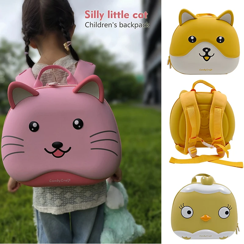Kids Cartoon Cat Dog Chicken Backpack Animals Crossbody Bag Toddler Zipped School Bags Casual Shoulder Bag