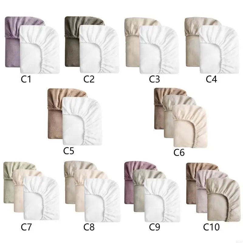 D0AF 2pcs/3pcs Cotton Crib Sheet for Baby Newborns Bed Fitted Sheet Soft and Breathable Fabric Bed Cover Easy Care