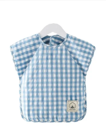 Summer baby Food Overalls Waterproof clothes bibs for boys girls Children's clothing No-Wash Apron cotton plaid sleeveless bibs