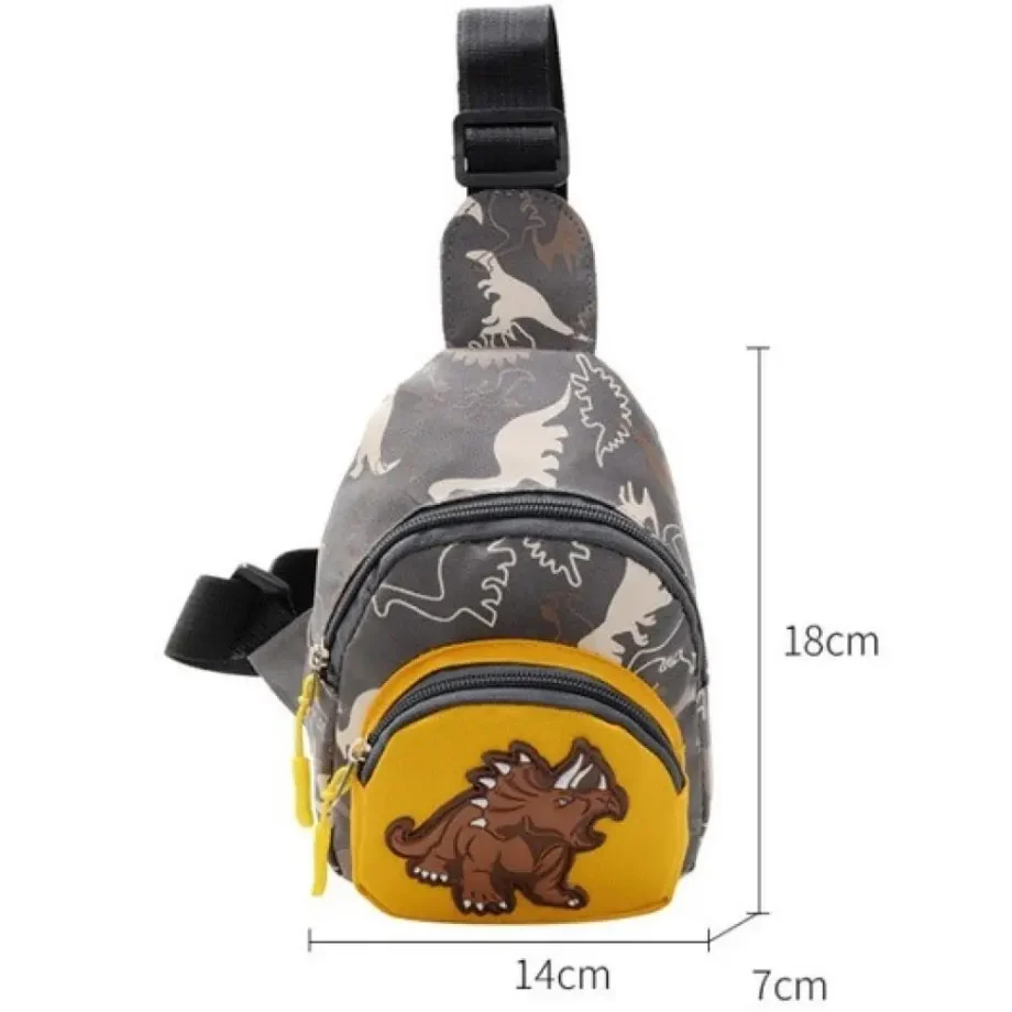 Outdoor Casual Bag Kids Chest Bag Cute Boys and Girls Small Dinosaur Pattern Unisex Zip