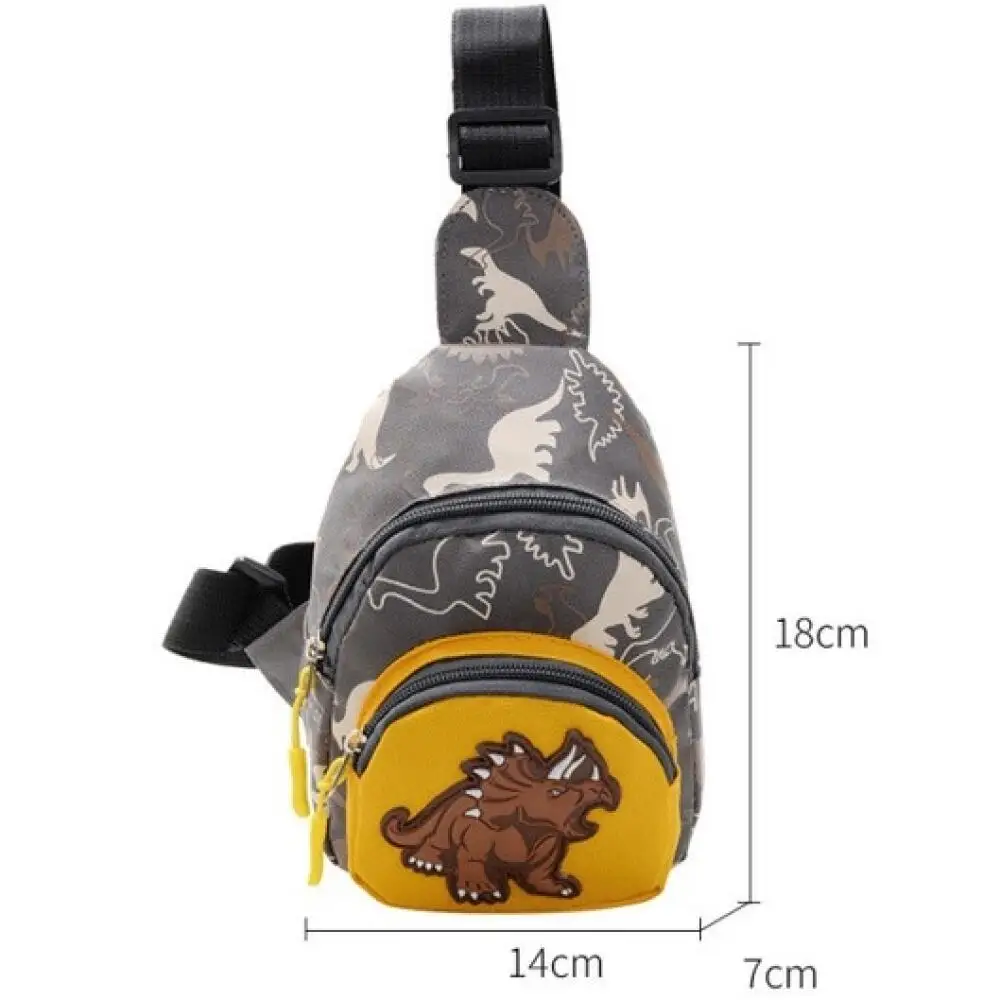 Outdoor Casual Bag Kids Chest Bag Cute Boys and Girls Small Dinosaur Pattern Unisex Zip