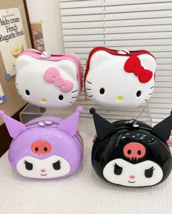 Kawaii Sanrio Handbag Hello Kitty Kuromi Shoulder Bags Anime Cartoon Outdoors Snacks Fold Storage Bag Shopping Bag Toys Girls