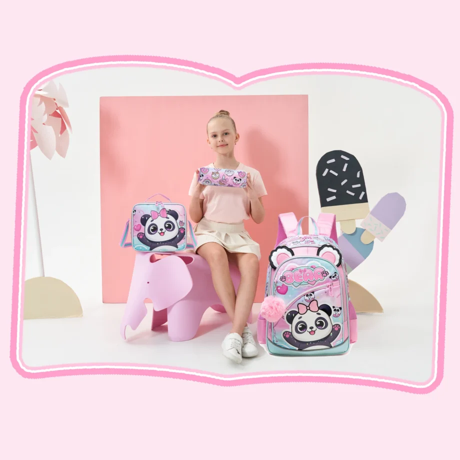 Backpack Set Girls Large Capacity Laptop Bookbag Lightweight Backpack with Lunch Bag Cute Backpacks for Kindergarten Elementary