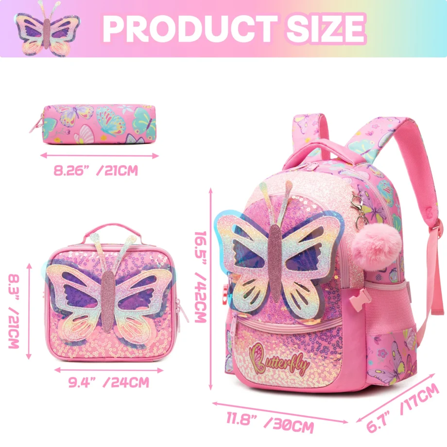 Fashionable and Cute new Children's Backpack with Large Capacity and Lightweight with Lunch bag Pencil case Suitable for School