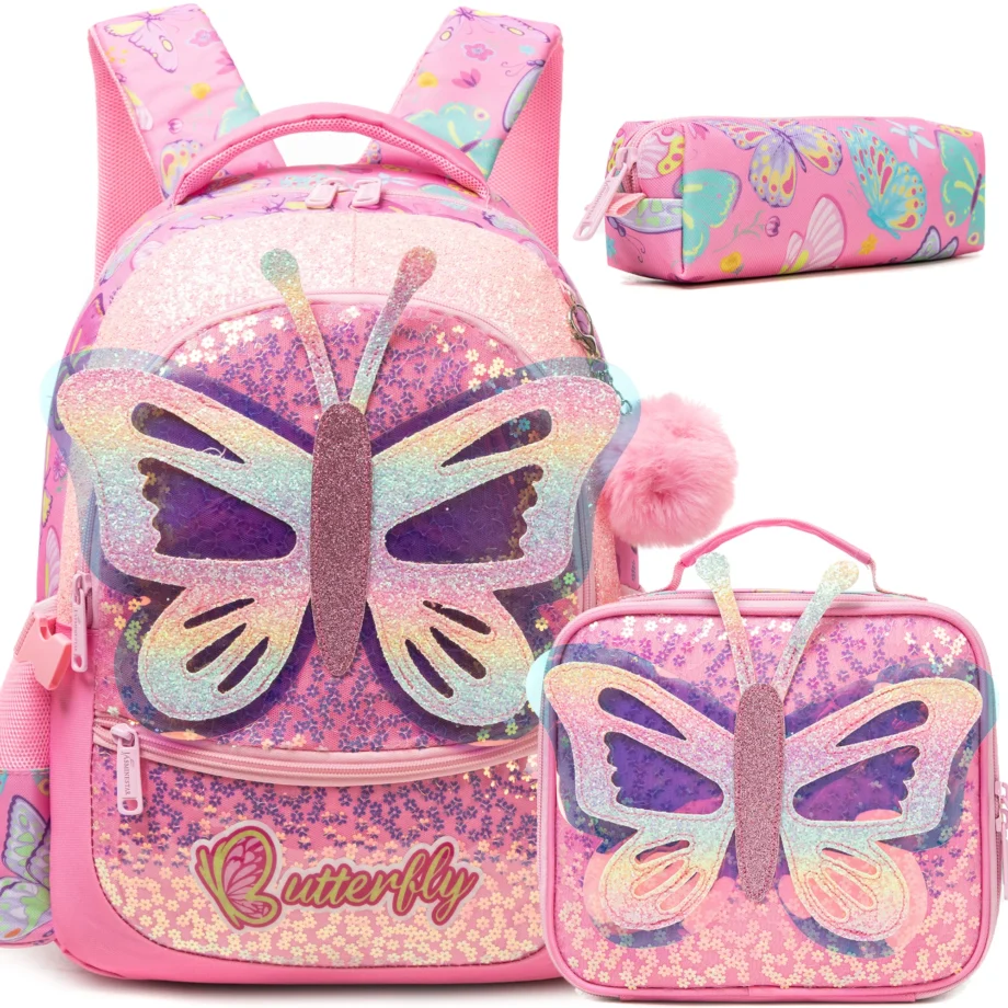Fashionable and Cute new Children's Backpack with Large Capacity and Lightweight with Lunch bag Pencil case Suitable for School