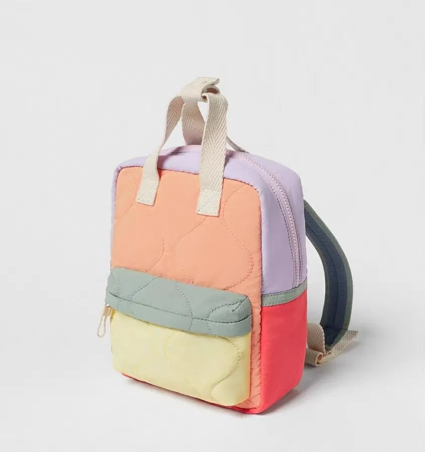 Fashion Color Match Children's Backpack Boutique Design Kids Toddler Kindergarten Schoolbag Double Shoulder Bag Boys Girls Pack