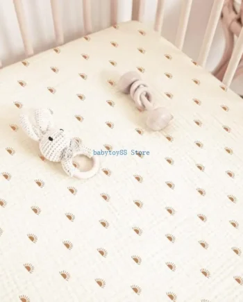 Y4UD Comfortable Baby Fitted Sheet for Bassinet, Soft & Breathable Cotton Crib Mattress Sleeve Protector with Gentle Touches